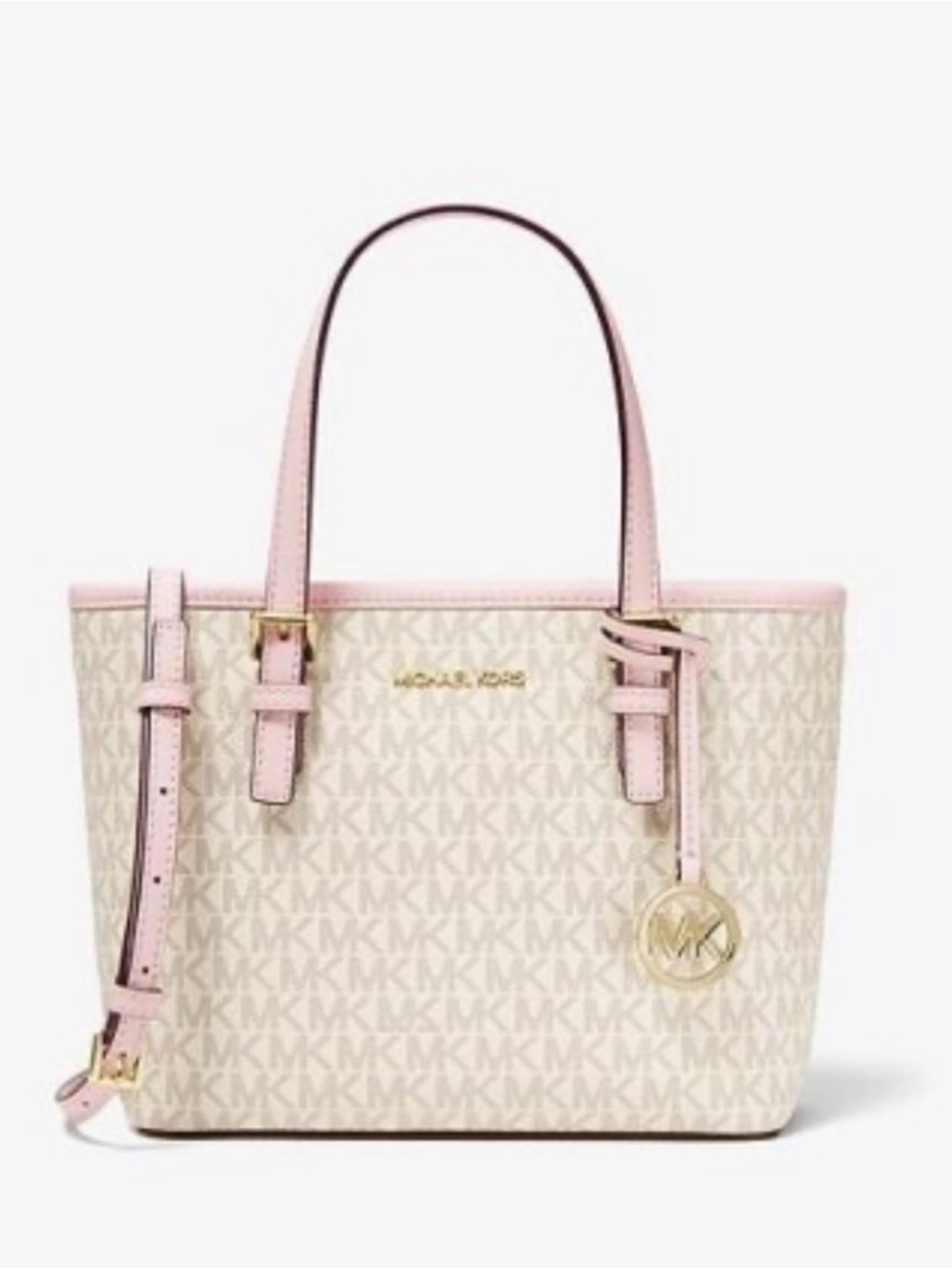 Michael Kors Pink MK Signature Canvas Tote with Gold Hardware - Picture 6 of 6